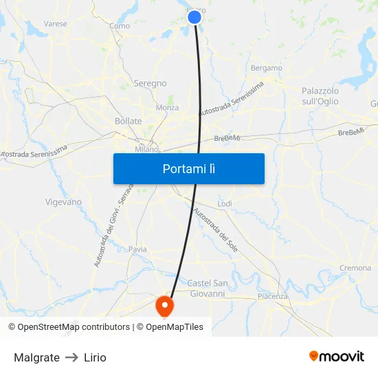Malgrate to Lirio map