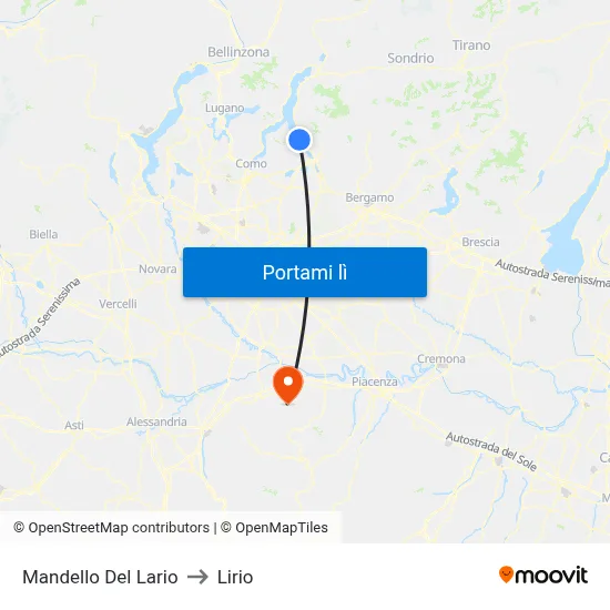 Mandello Del Lario to Lirio map