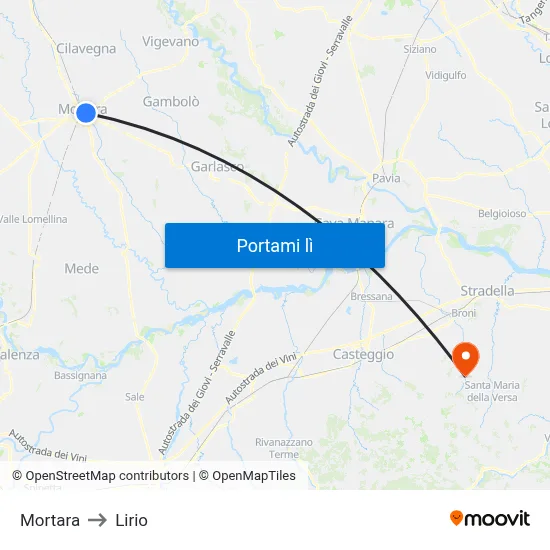 Mortara to Lirio map
