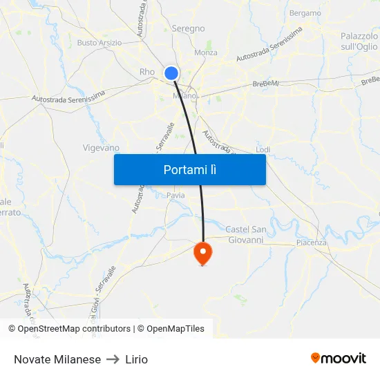 Novate Milanese to Lirio map