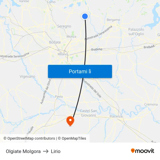 Olgiate Molgora to Lirio map