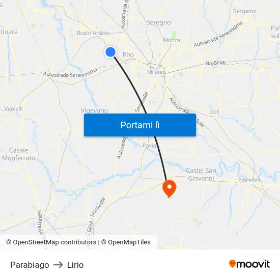 Parabiago to Lirio map