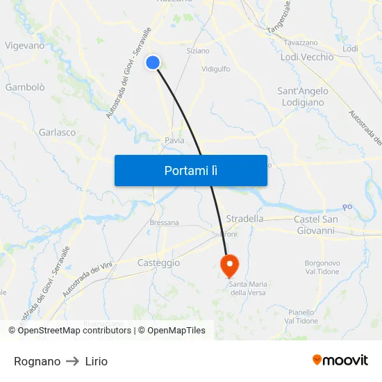 Rognano to Lirio map