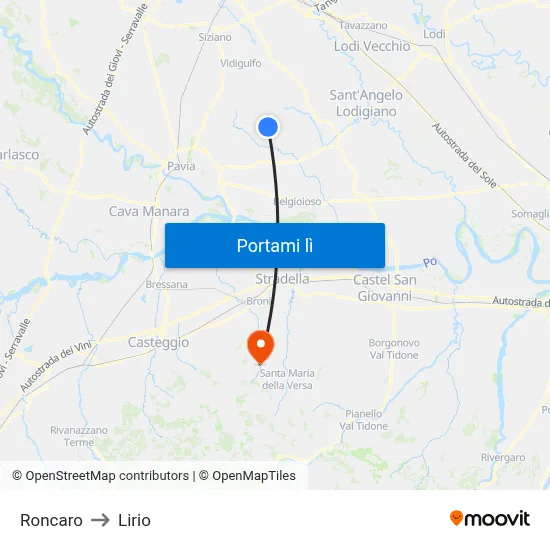 Roncaro to Lirio map