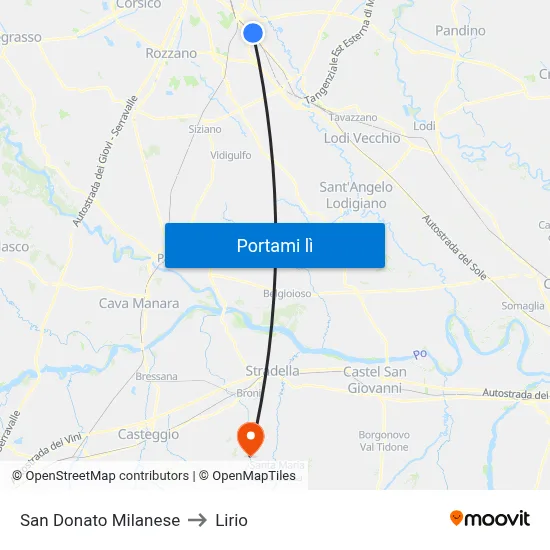 San Donato Milanese to Lirio map