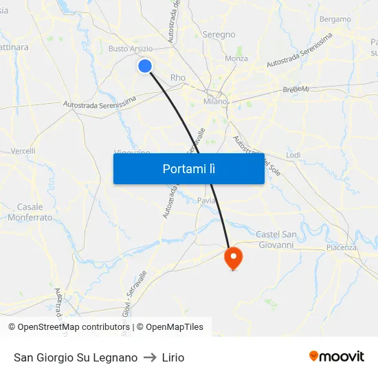 San Giorgio Su Legnano to Lirio map