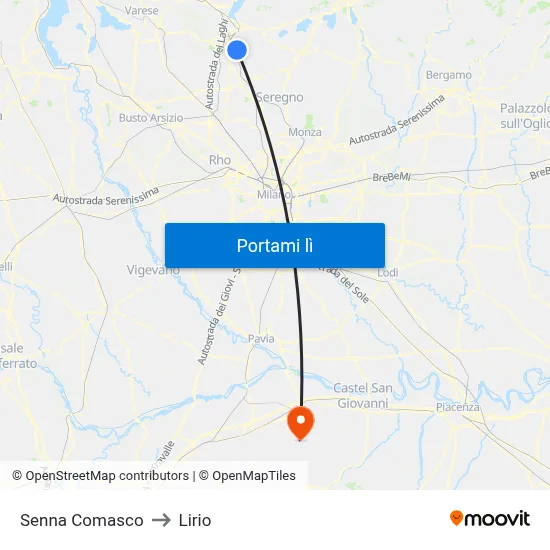 Senna Comasco to Lirio map