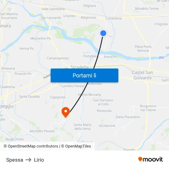 Spessa to Lirio map