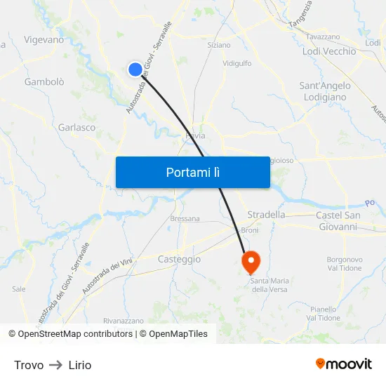 Trovo to Lirio map