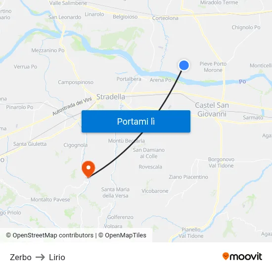 Zerbo to Lirio map