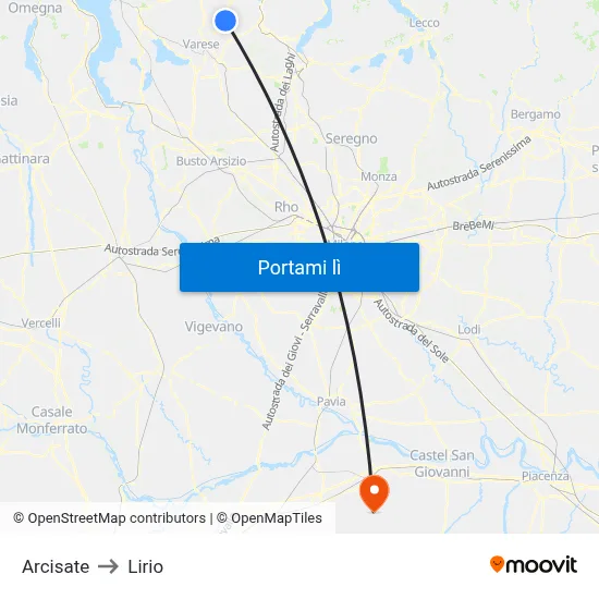 Arcisate to Lirio map