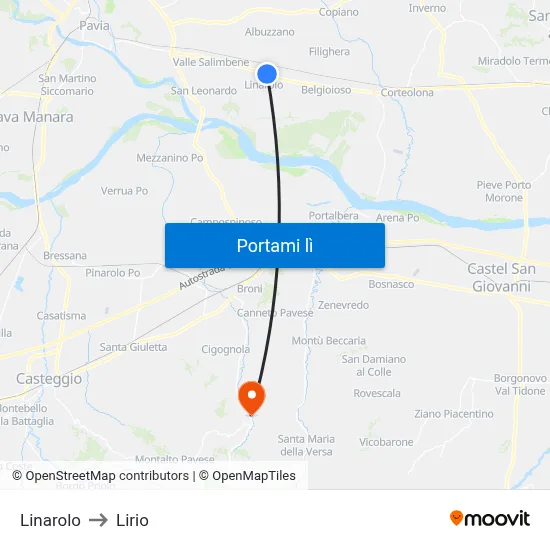 Linarolo to Lirio map