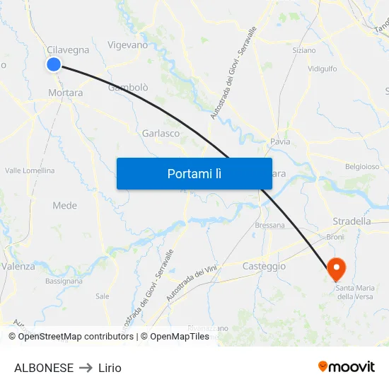 ALBONESE to Lirio map