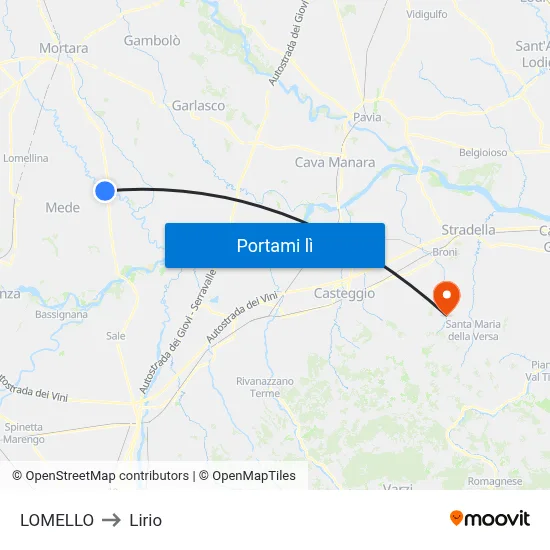 LOMELLO to Lirio map