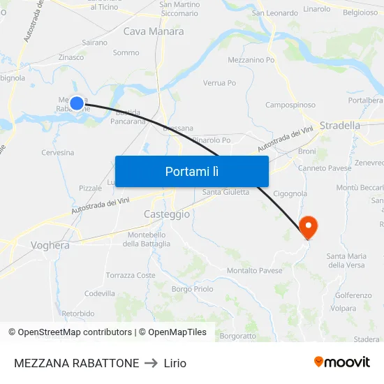 MEZZANA RABATTONE to Lirio map