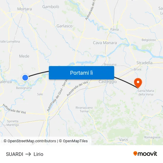 SUARDI to Lirio map