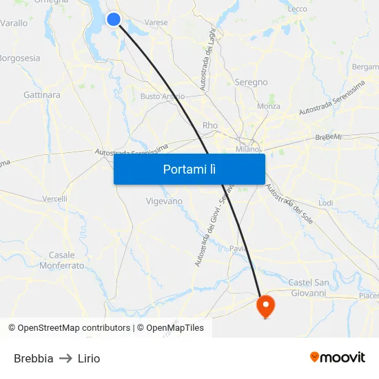 Brebbia to Lirio map