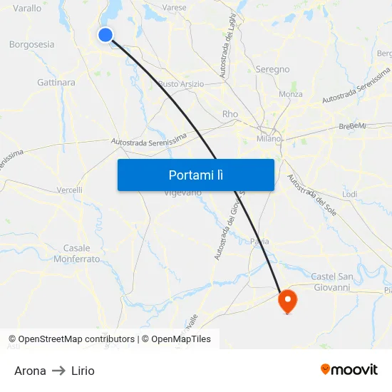 Arona to Lirio map