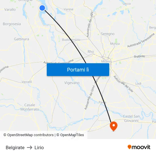Belgirate to Lirio map