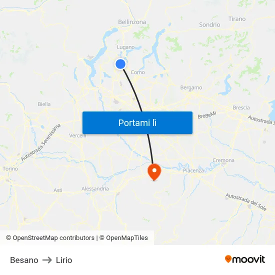 Besano to Lirio map