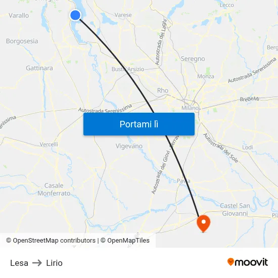 Lesa to Lirio map