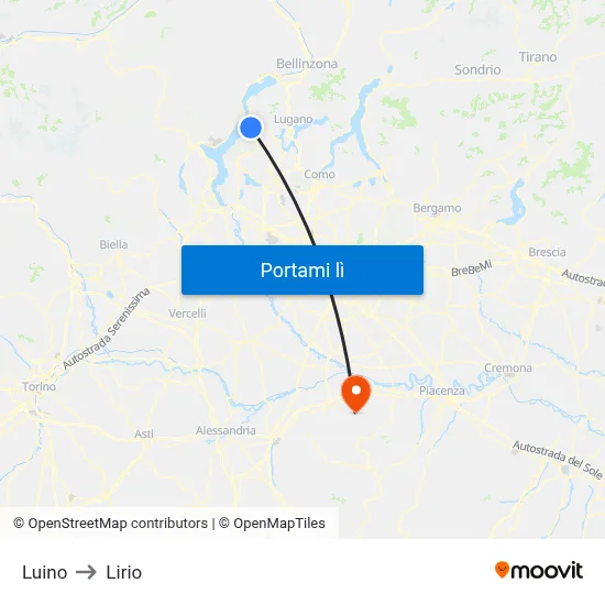 Luino to Lirio map