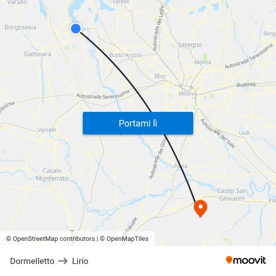 Dormelletto to Lirio map