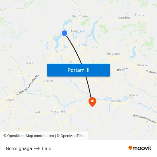 Germignaga to Lirio map