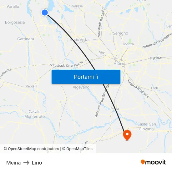 Meina to Lirio map