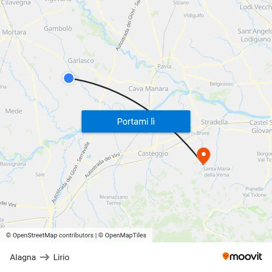 Alagna to Lirio map