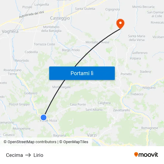 Cecima to Lirio map