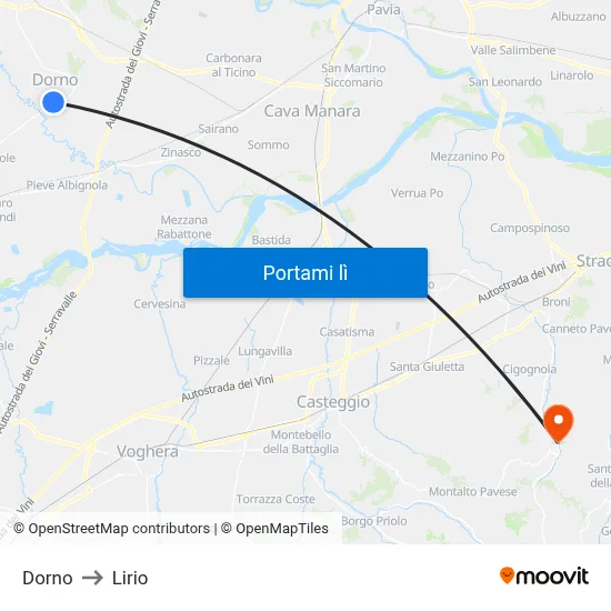 Dorno to Lirio map