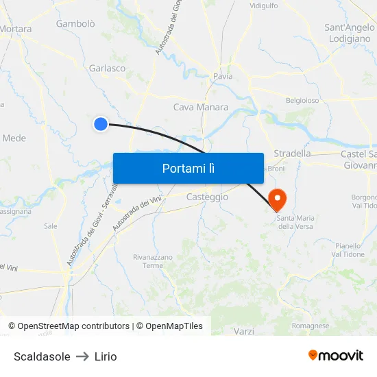 Scaldasole to Lirio map