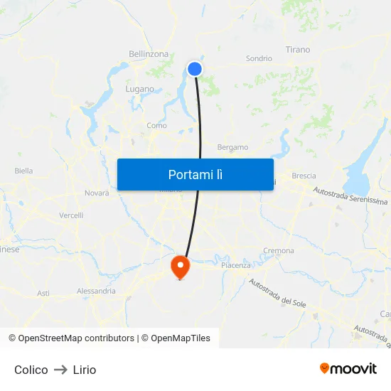 Colico to Lirio map