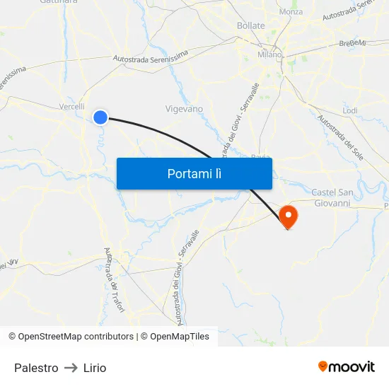 Palestro to Lirio map