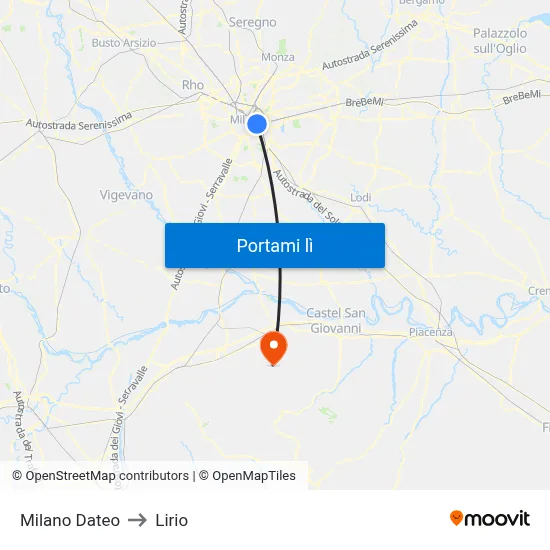 Milano Dateo to Lirio map