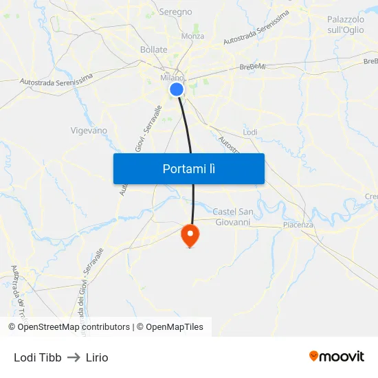 Lodi Tibb to Lirio map