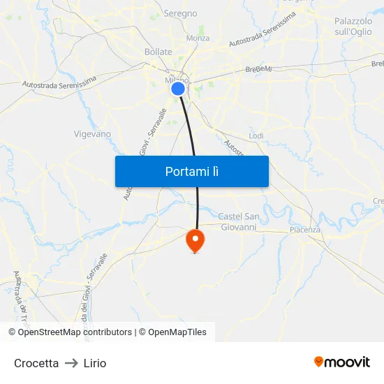 Crocetta to Lirio map
