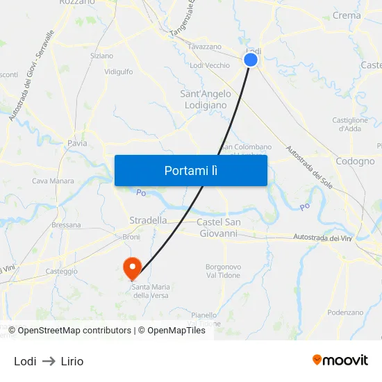 Lodi to Lirio map
