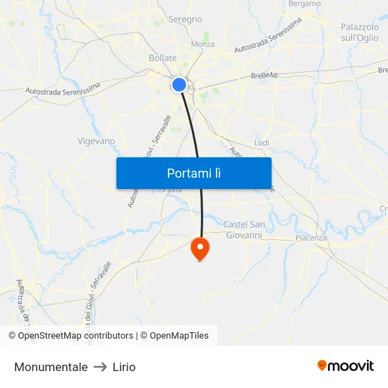 Monumentale to Lirio map