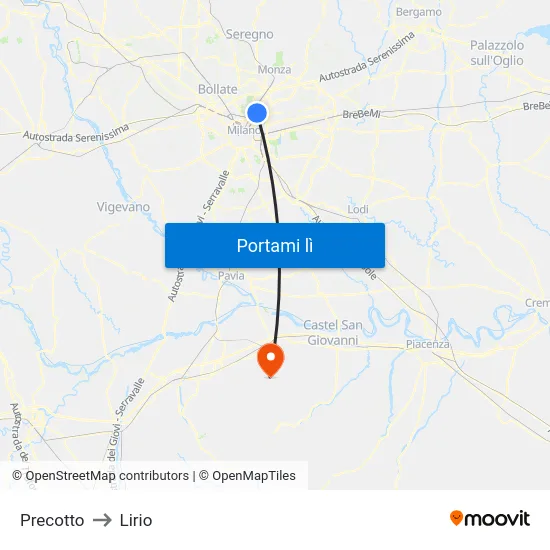 Precotto to Lirio map