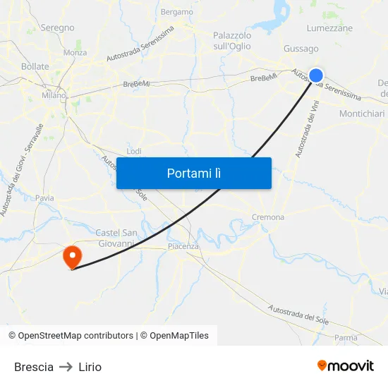Brescia to Lirio map