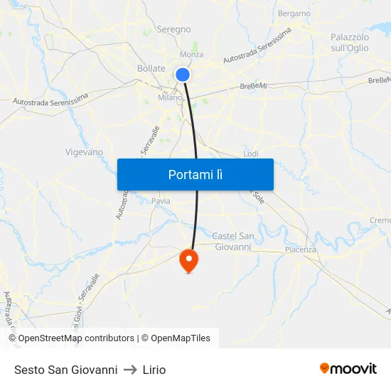 Sesto San Giovanni to Lirio map