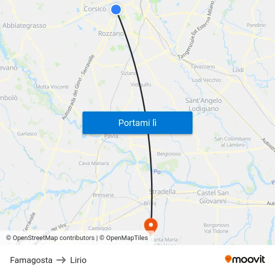 Famagosta to Lirio map