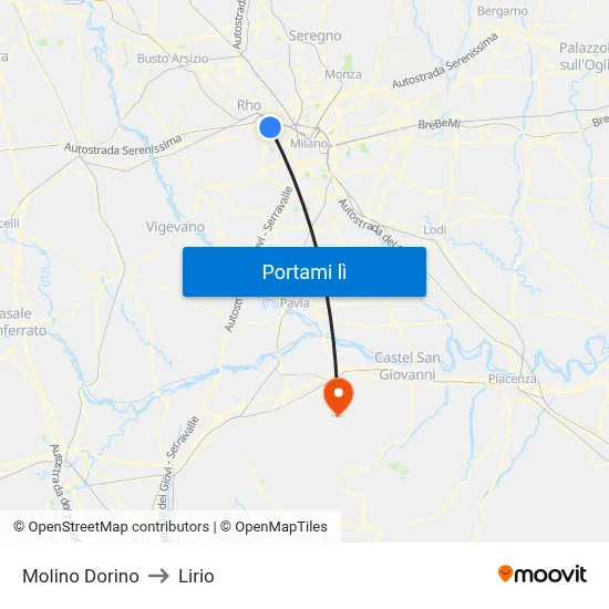 Molino Dorino to Lirio map
