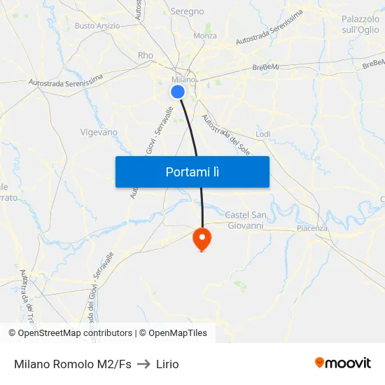 Milano Romolo M2/Fs to Lirio map