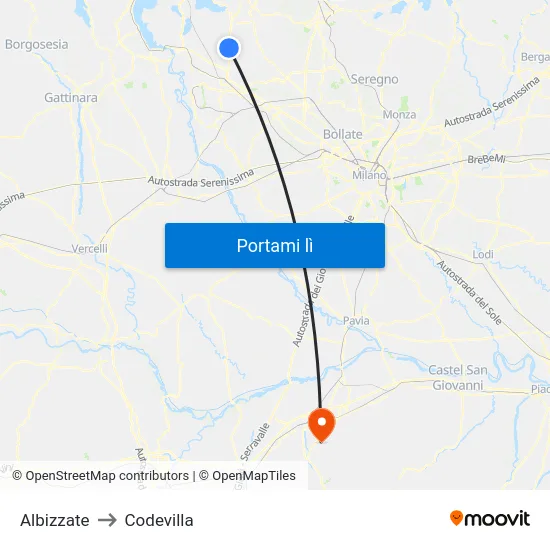 Albizzate to Codevilla map