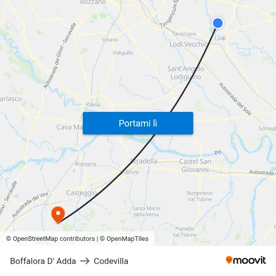 Boffalora D' Adda to Codevilla map