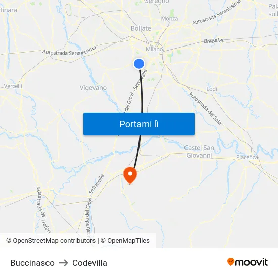 Buccinasco to Codevilla map