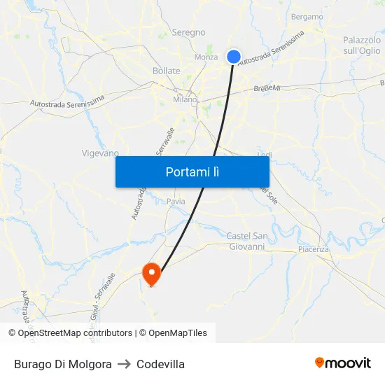 Burago Di Molgora to Codevilla map